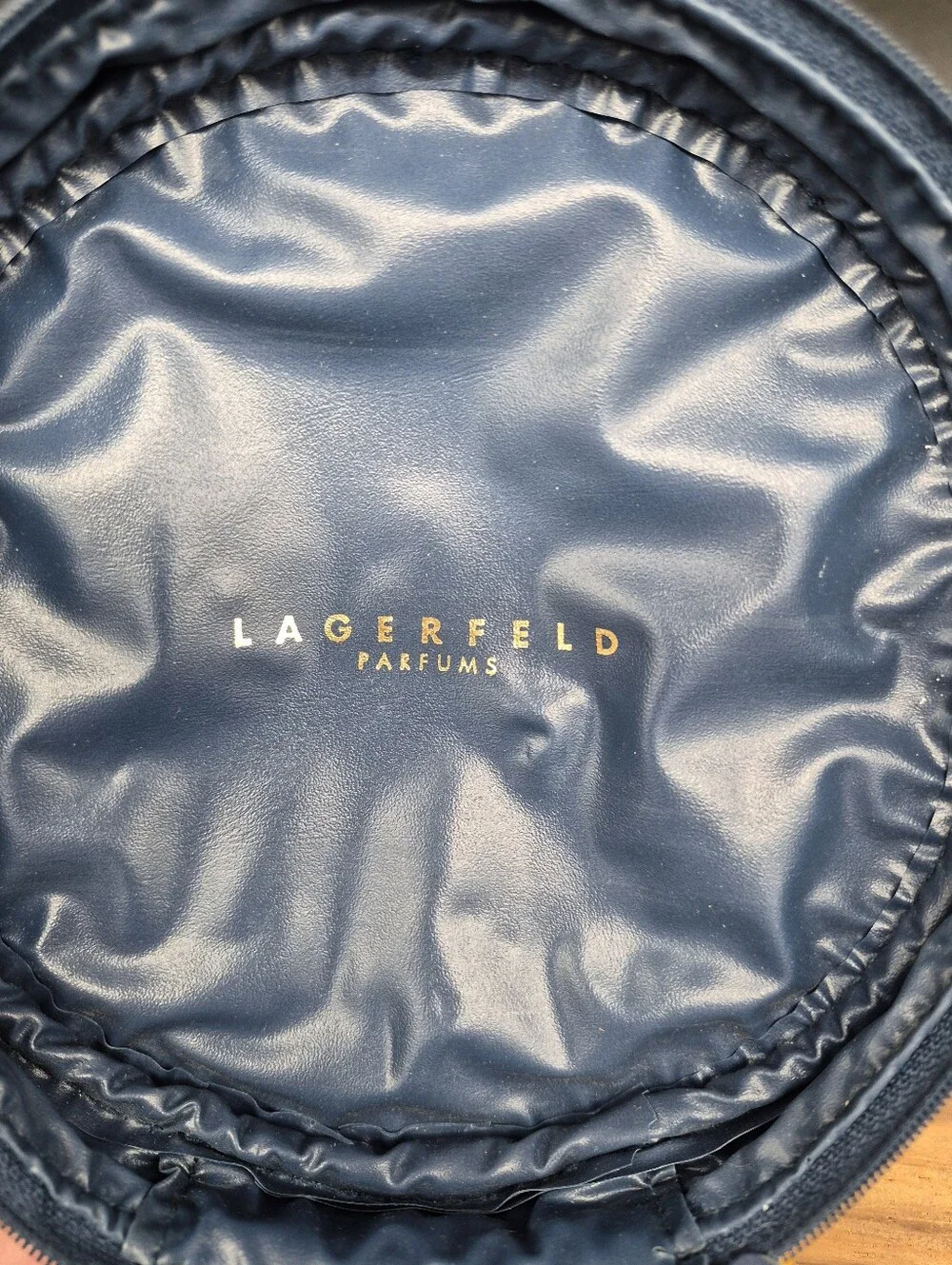 Karl Lagerfeld Navy Blue Travel Cosmetics or Toiletry Case w/Handle, 6x4, NWOT